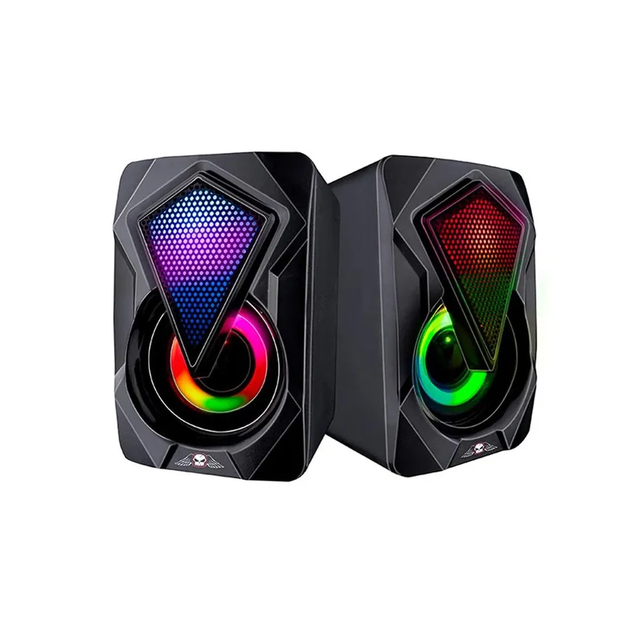  2 db 18W-os nagyteljesítményű gamer hangfal RGB világítással, USB, 6,5x7x10cm akciós termékkép 1